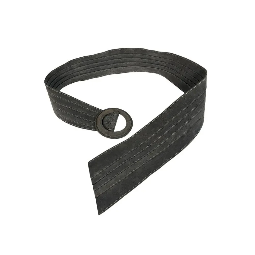 Vtg Gray Suede Like Waist Belt- thin to thick- 38